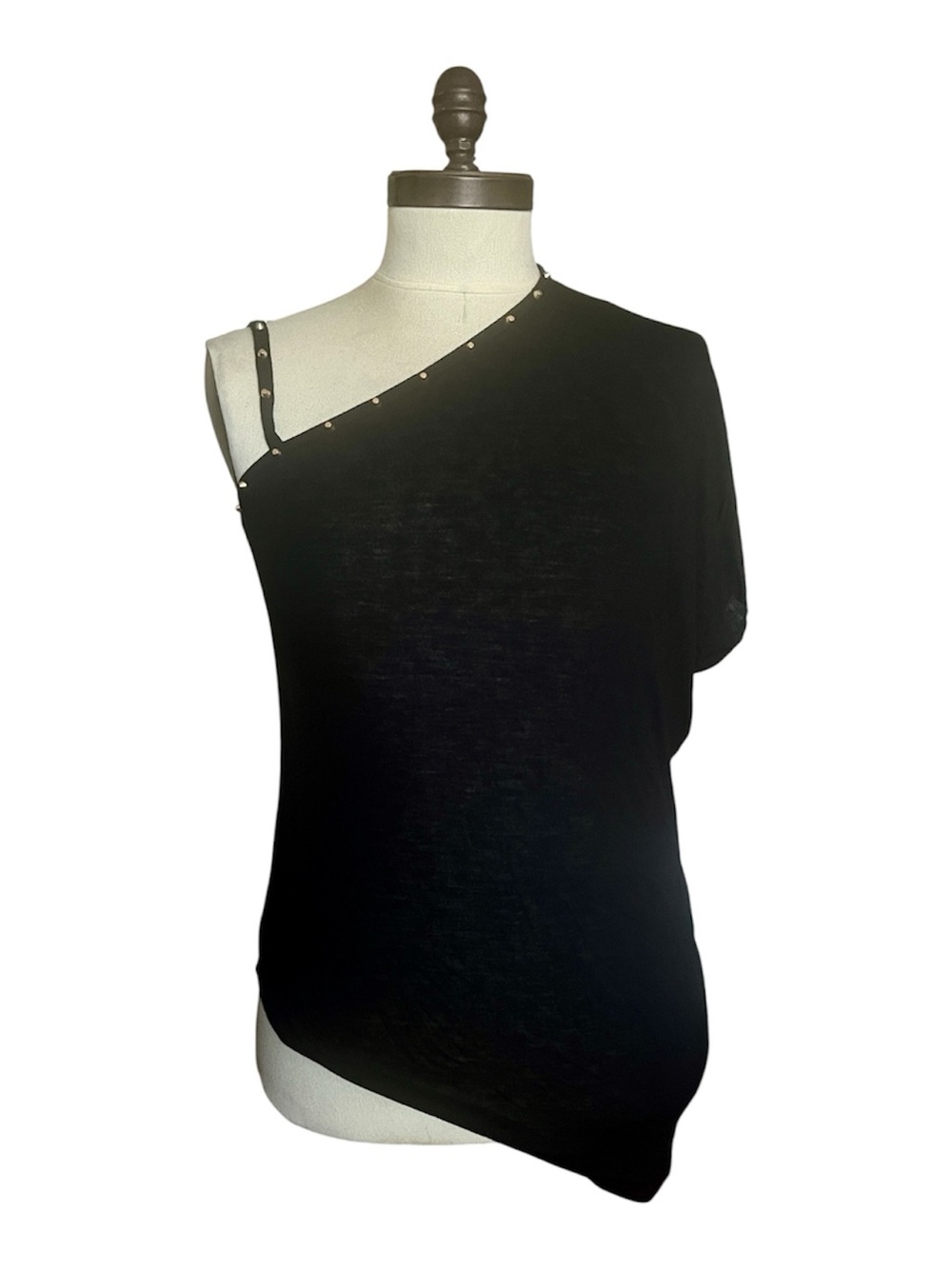 NWT Y2K Express One Shoulder Asymmetrical Studded Black Top SZ XS Party Casual